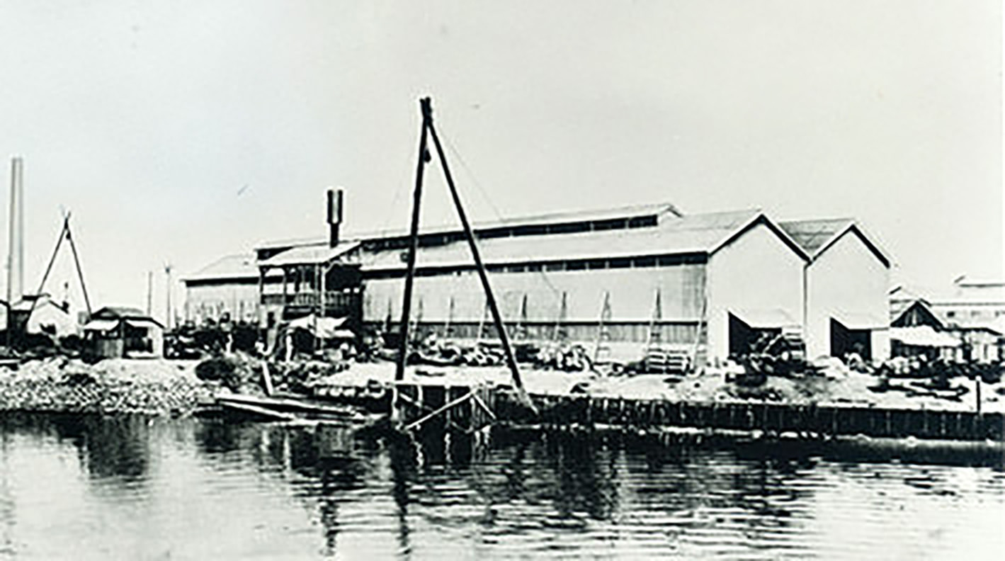 Panoramic view of the Okajima Plant in its early stages of operation