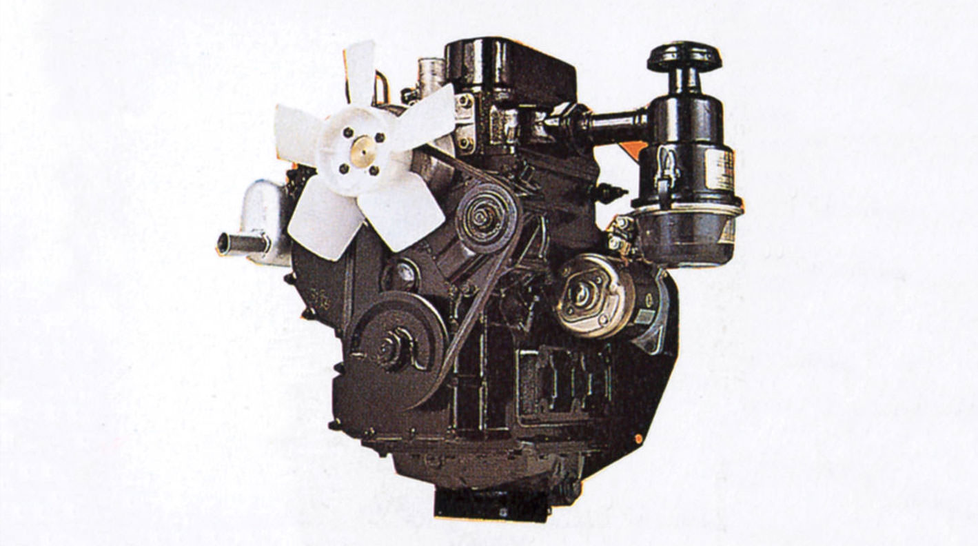 Vertical 2-cylinder diesel engine mounted in the B6000 ultra-compact four-wheel drive tractor